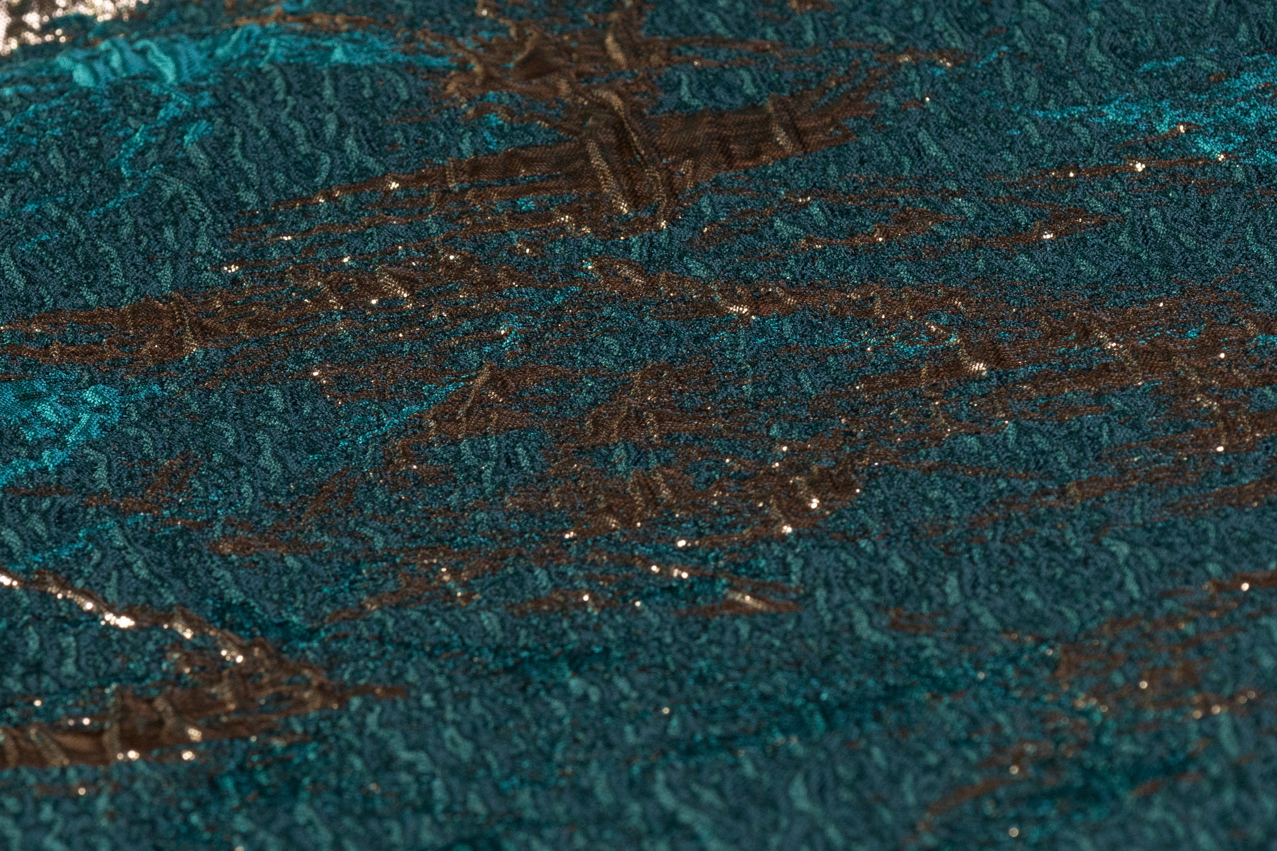 Abstract Metallic Cloqué Brocade - Green / Gold