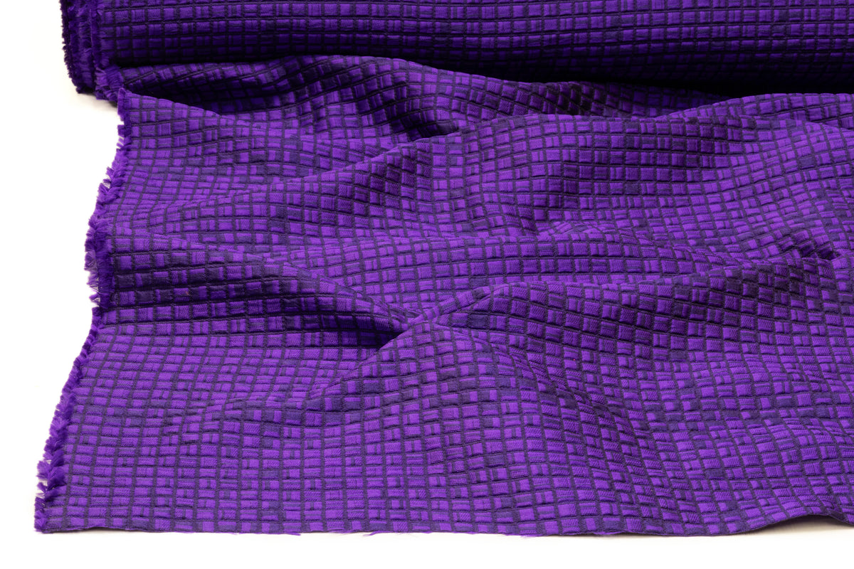Geometric Italian Silk Blend Brocade - Purple