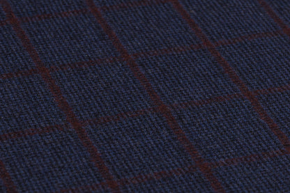 Checked Italian Super 130s Wool Flannel - Blue / Burgundy