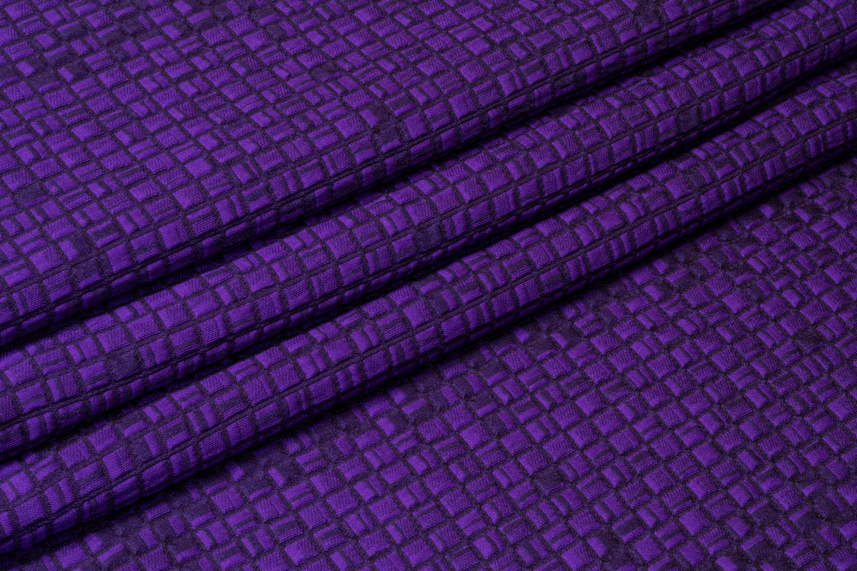 Geometric Italian Silk Blend Brocade - Purple