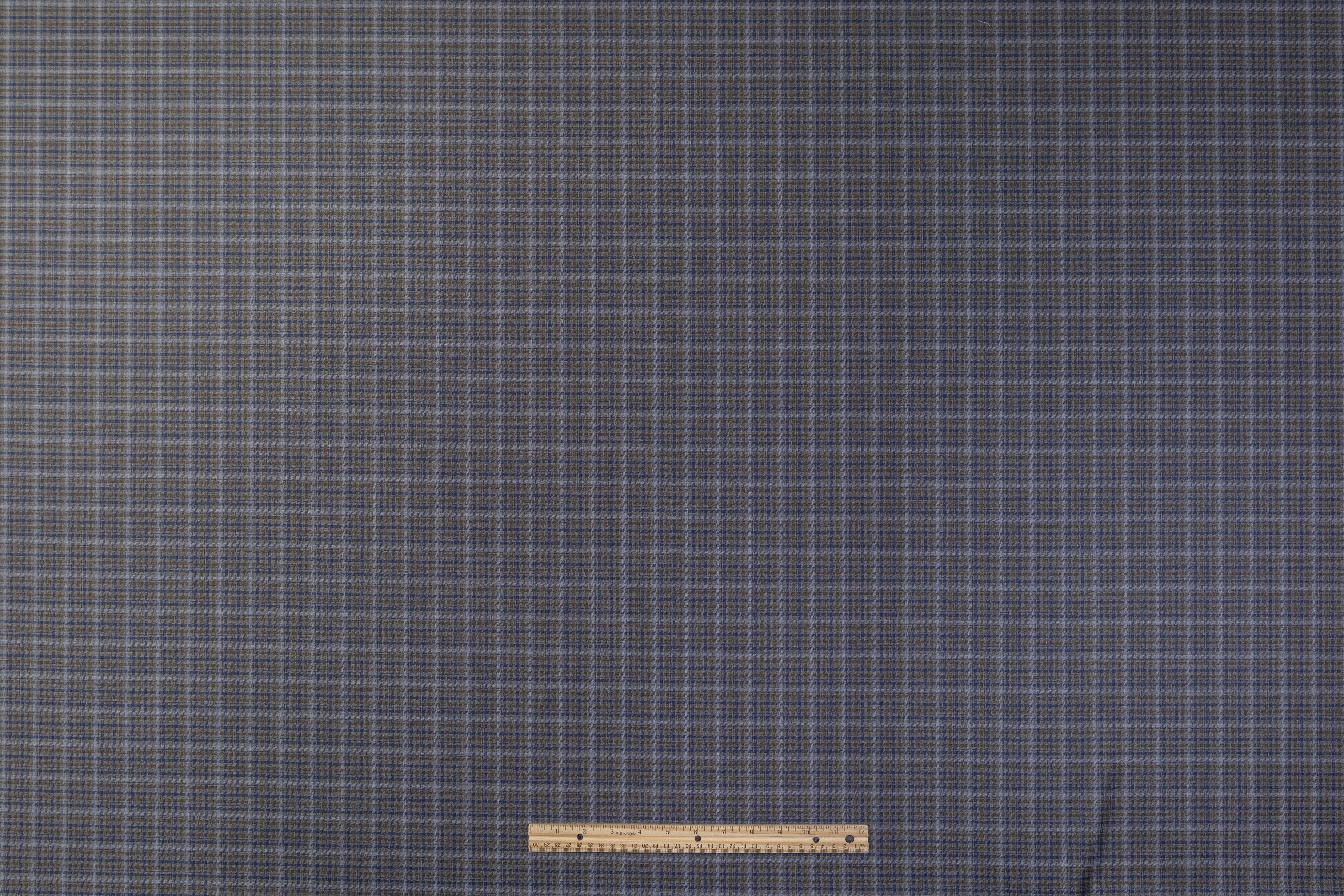 Checked Italian Wool Suiting - Gray / Blue