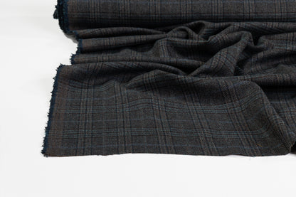 Guabello - Checked Italian Wool Cotton Blend - Teal / Brown / Navy