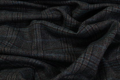Guabello - Checked Italian Wool Cotton Blend - Teal / Brown / Navy