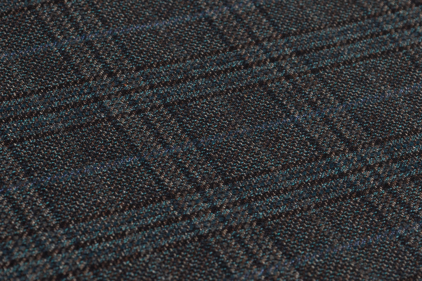 Guabello - Checked Italian Wool Cotton Blend - Teal / Brown / Navy
