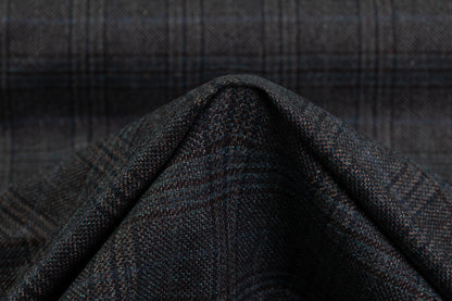 Guabello - Checked Italian Wool Cotton Blend - Teal / Brown / Navy