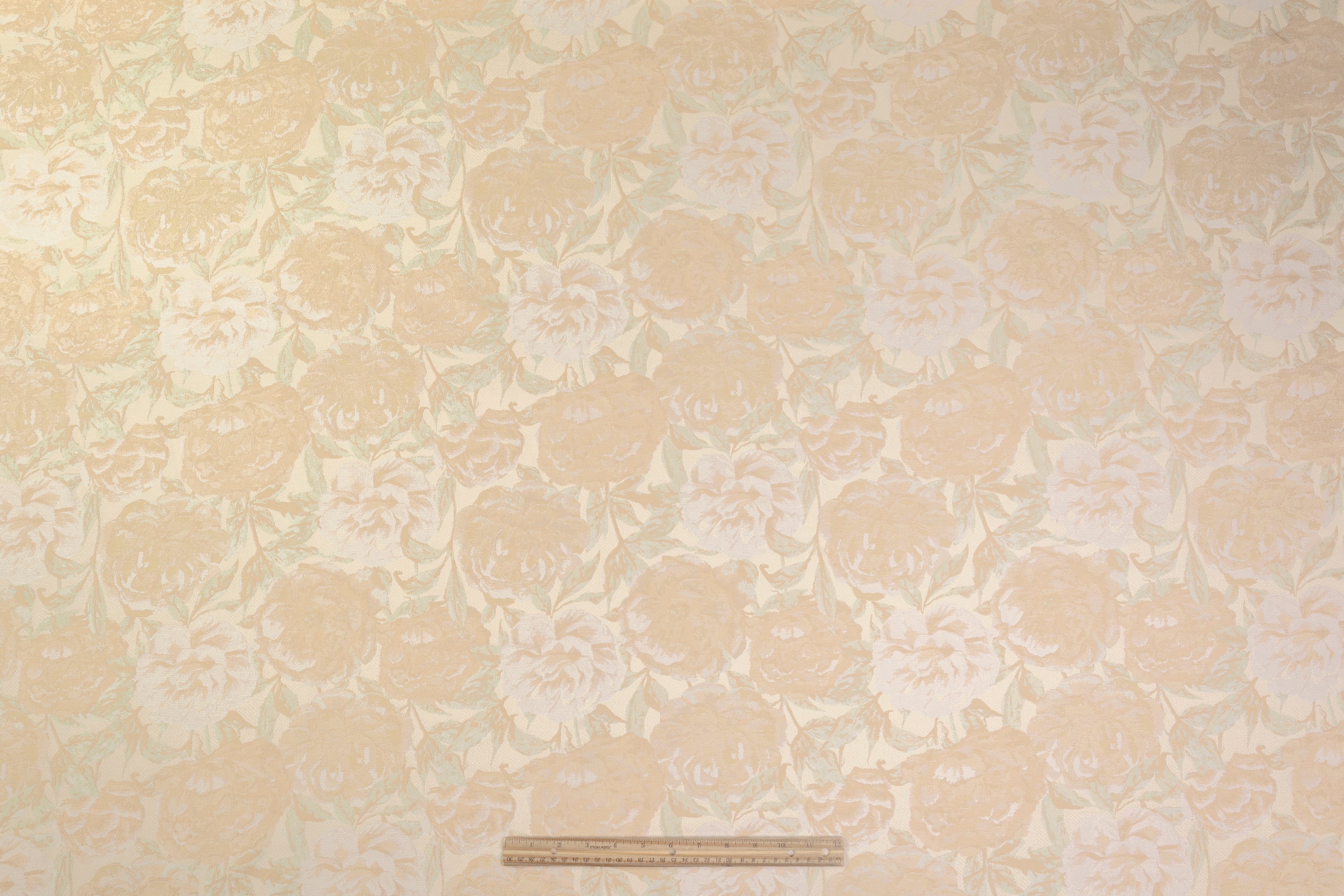 Floral Italian Brocade - Beige / Green