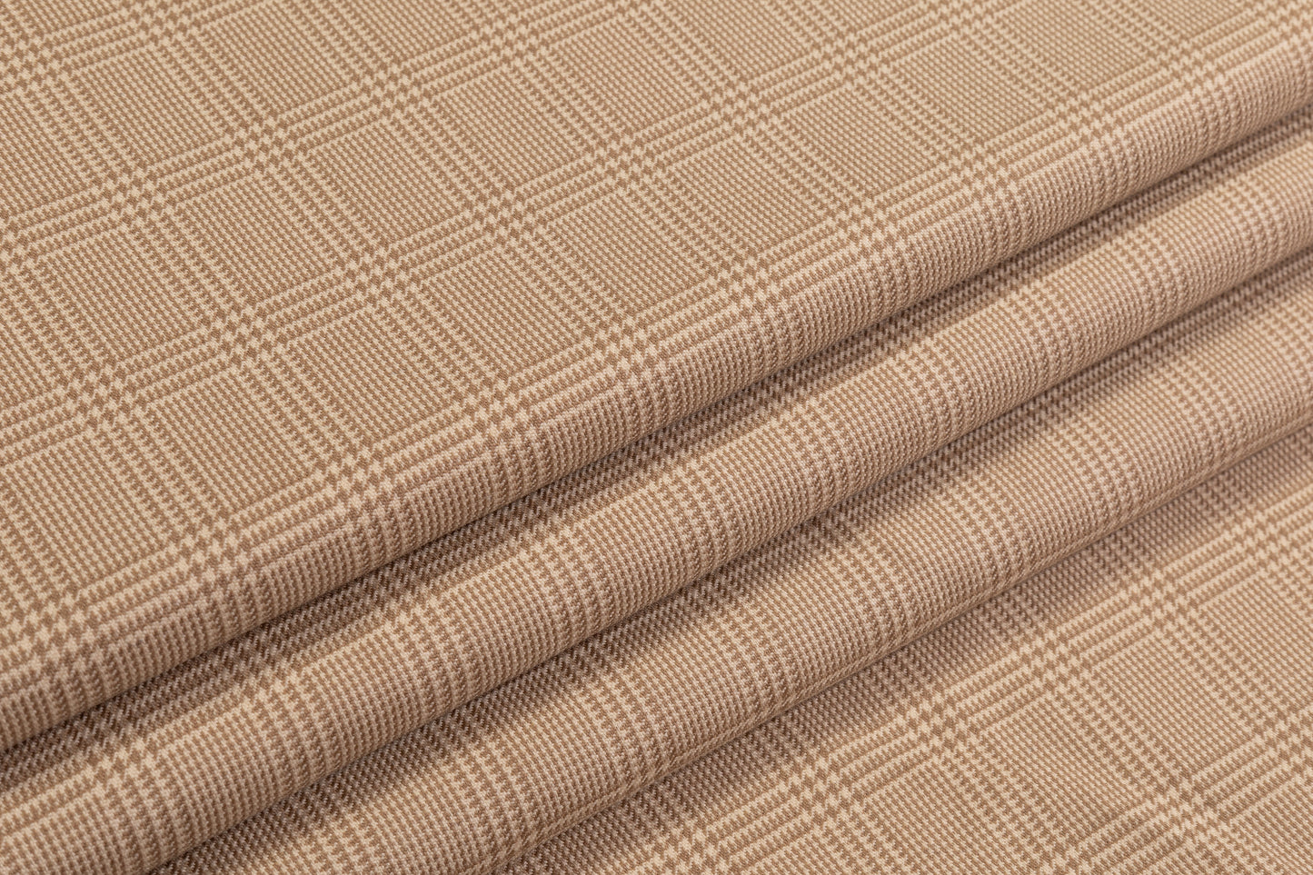 Glen Checked Italian Wool Suiting - Tan