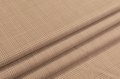 Glen Checked Italian Wool Suiting - Tan