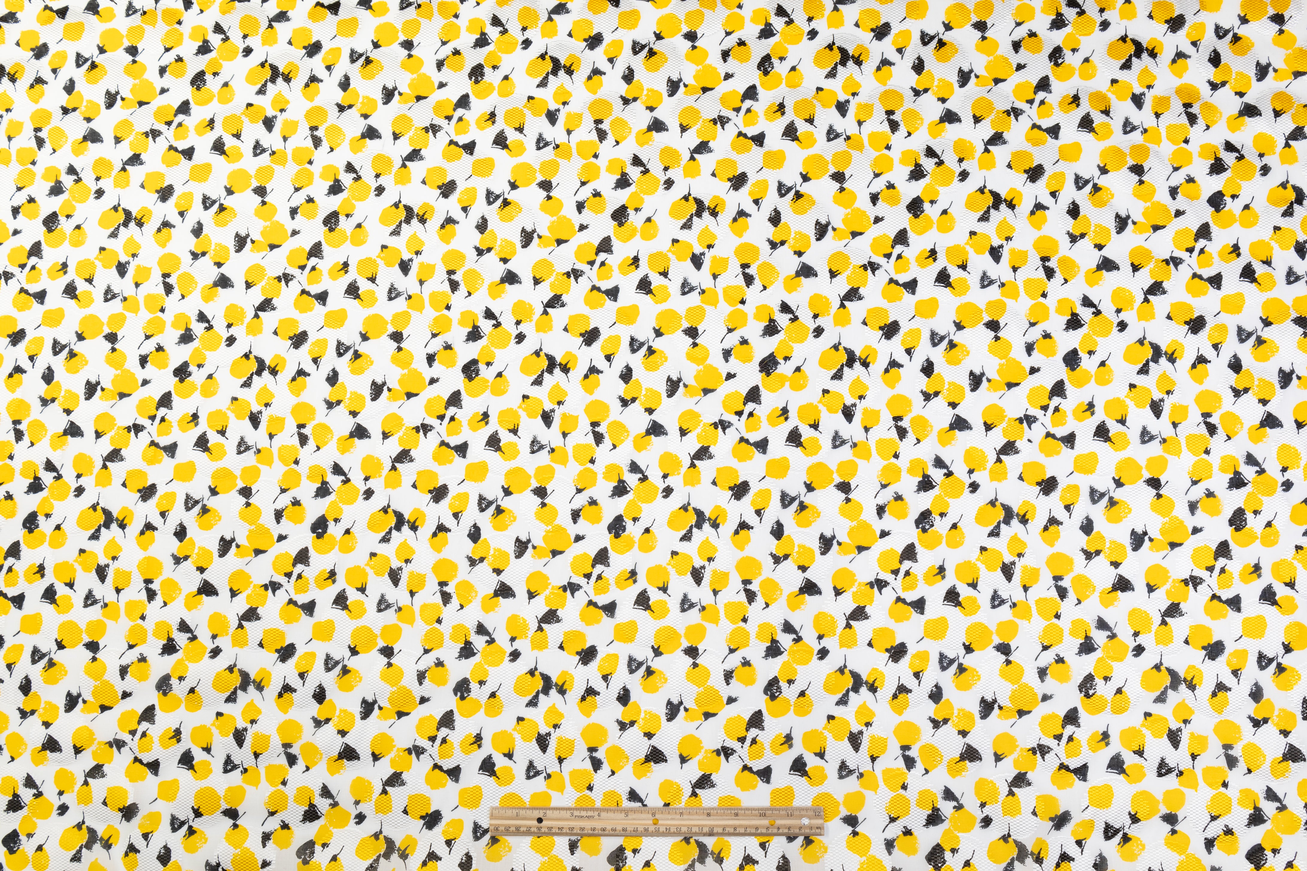 Printed Italian Cotton Fil Coupé - Yellow / Black / White
