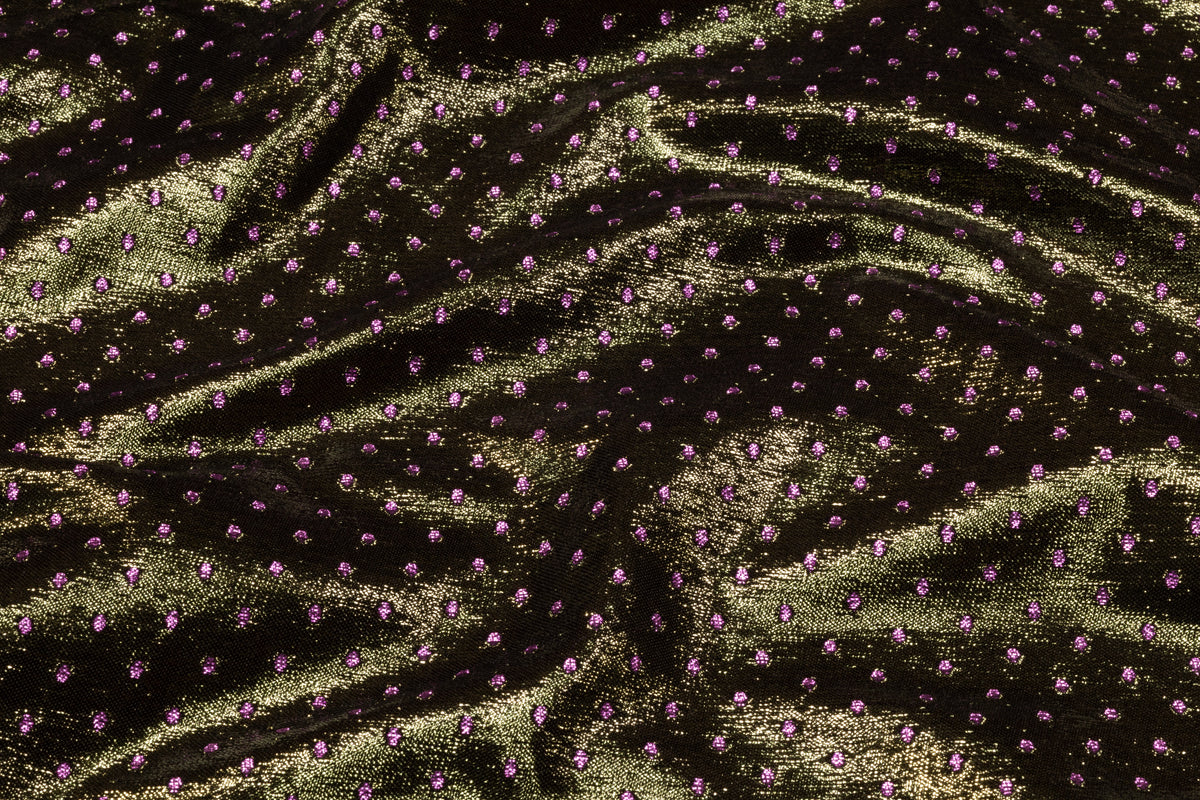 Double Faced Dotted Metallic Italian Brocade - Amethyst / Green