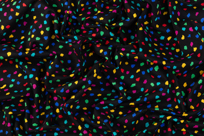 Printed Italian Cotton Pique - Black / Multicolor