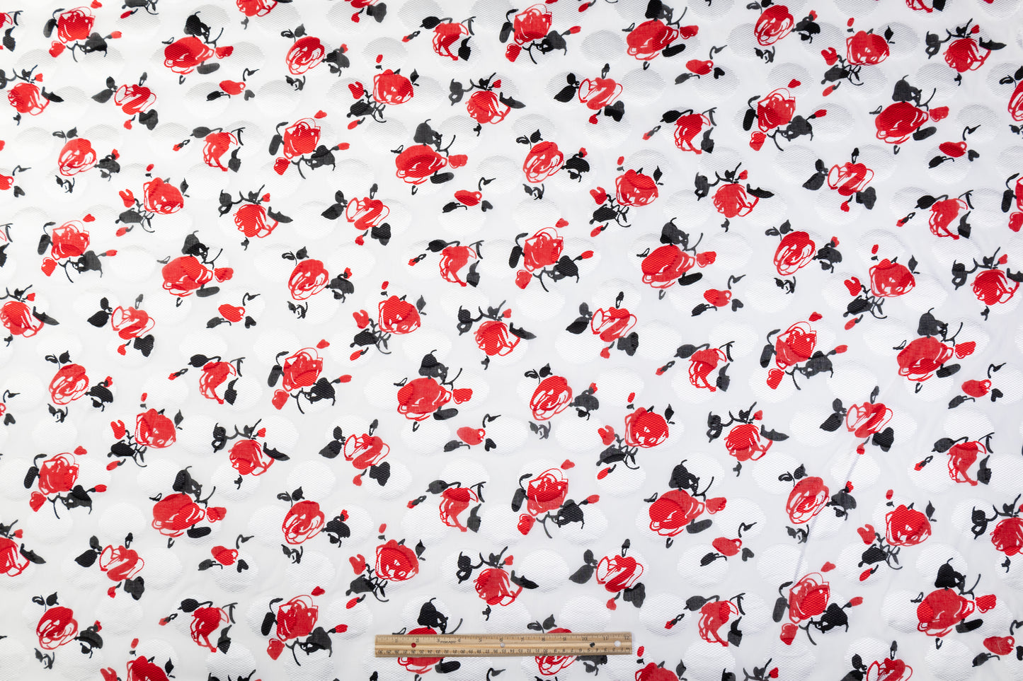 Printed Italian Cotton Fil Coupé - Red / Black / White