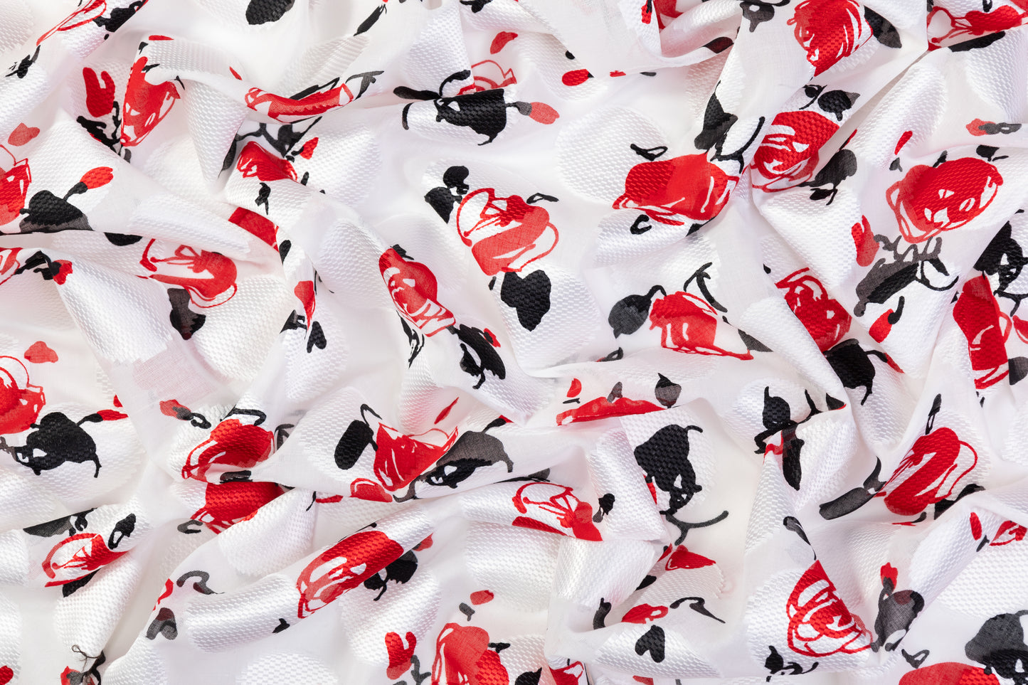 Printed Italian Cotton Fil Coupé - Red / Black / White