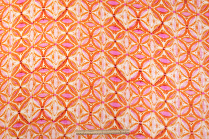 Printed Italian Cotton Gauze - Orange / Purple