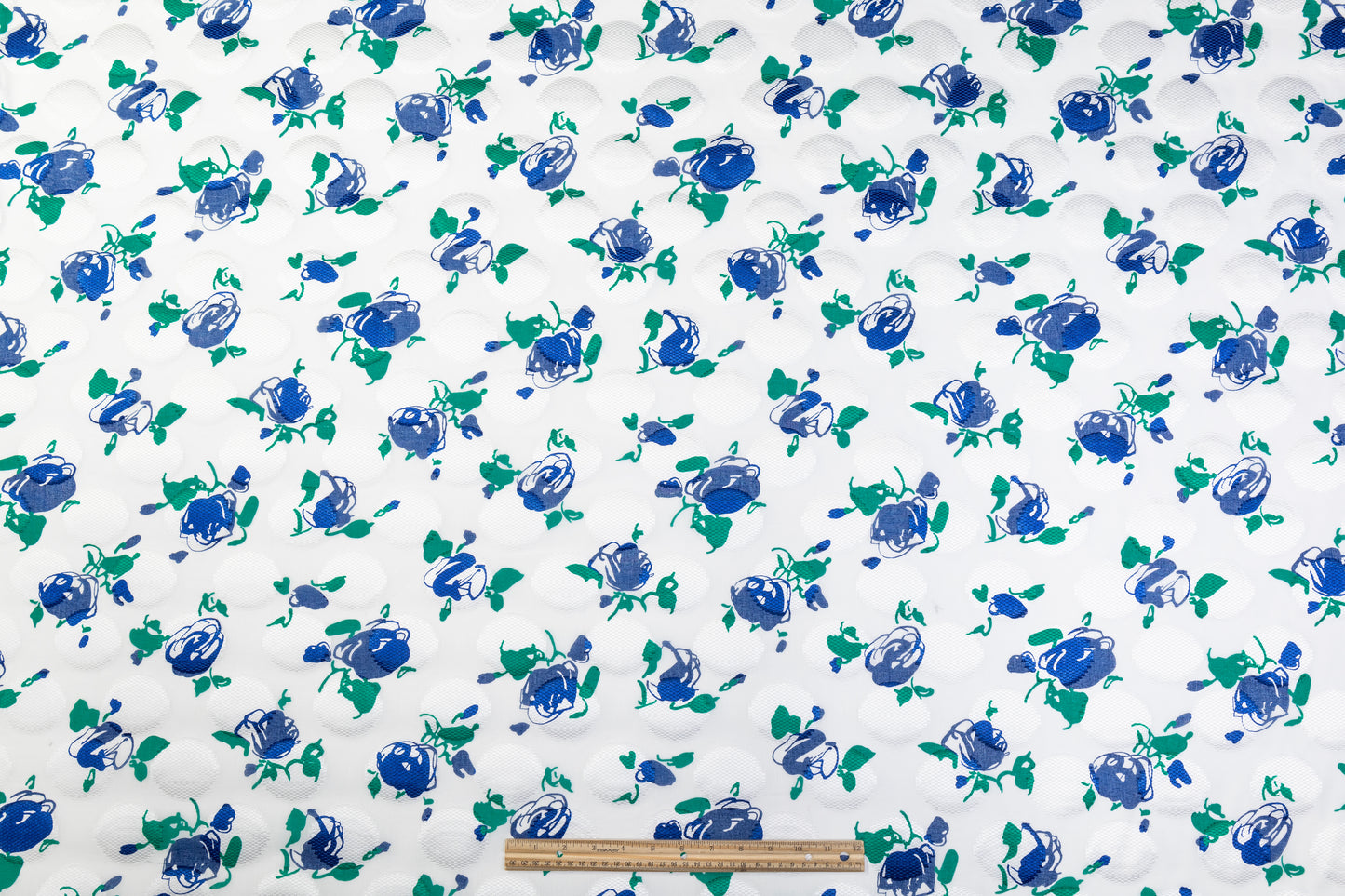 Printed Italian Cotton Fil Coupé - White / Blue / Green