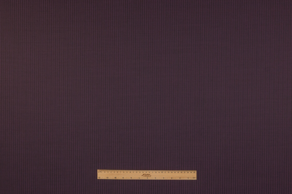 Striped Italian Wool Suiting - Deep Plum