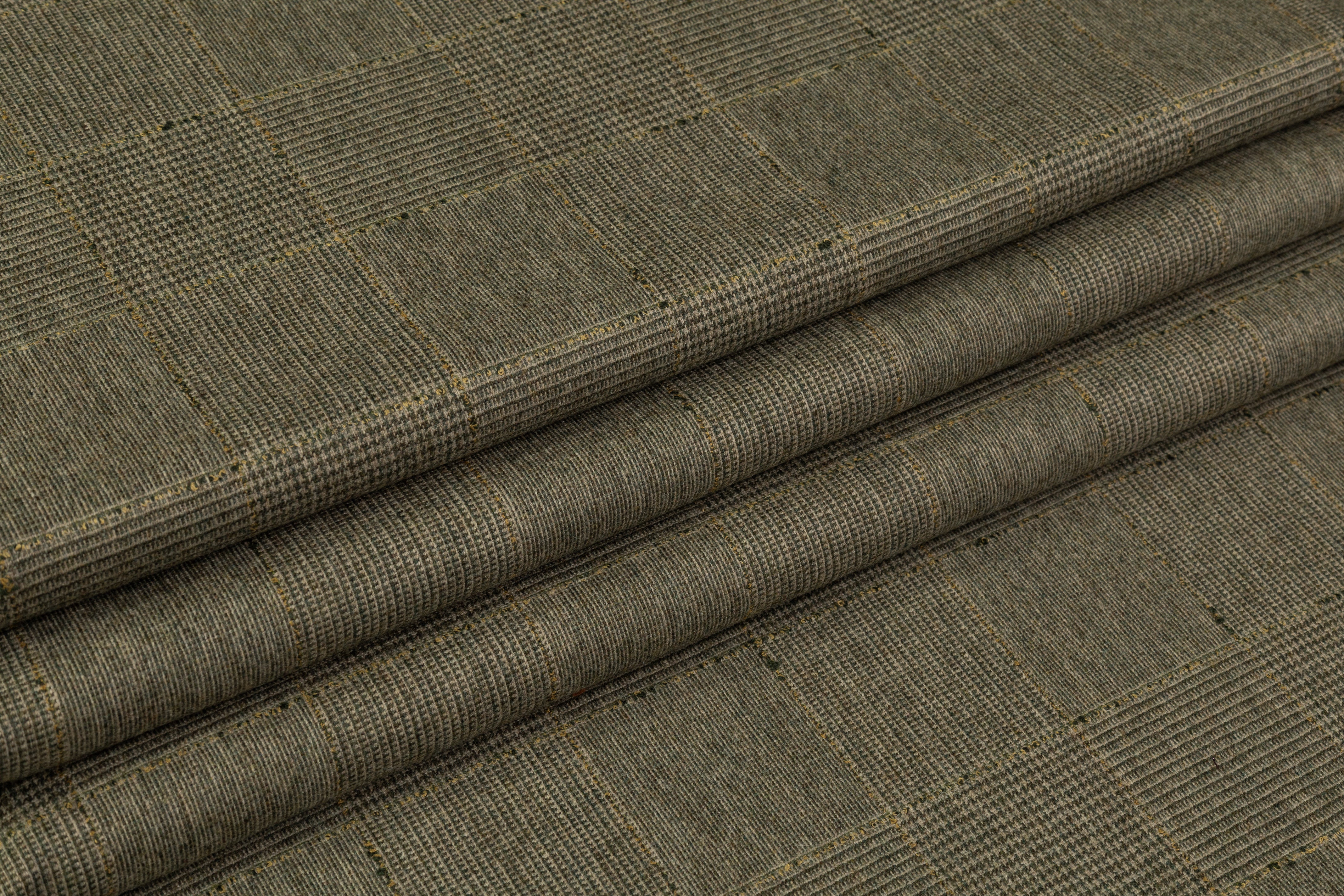 Glen Check Italian Wool Nylon Suiting - Green