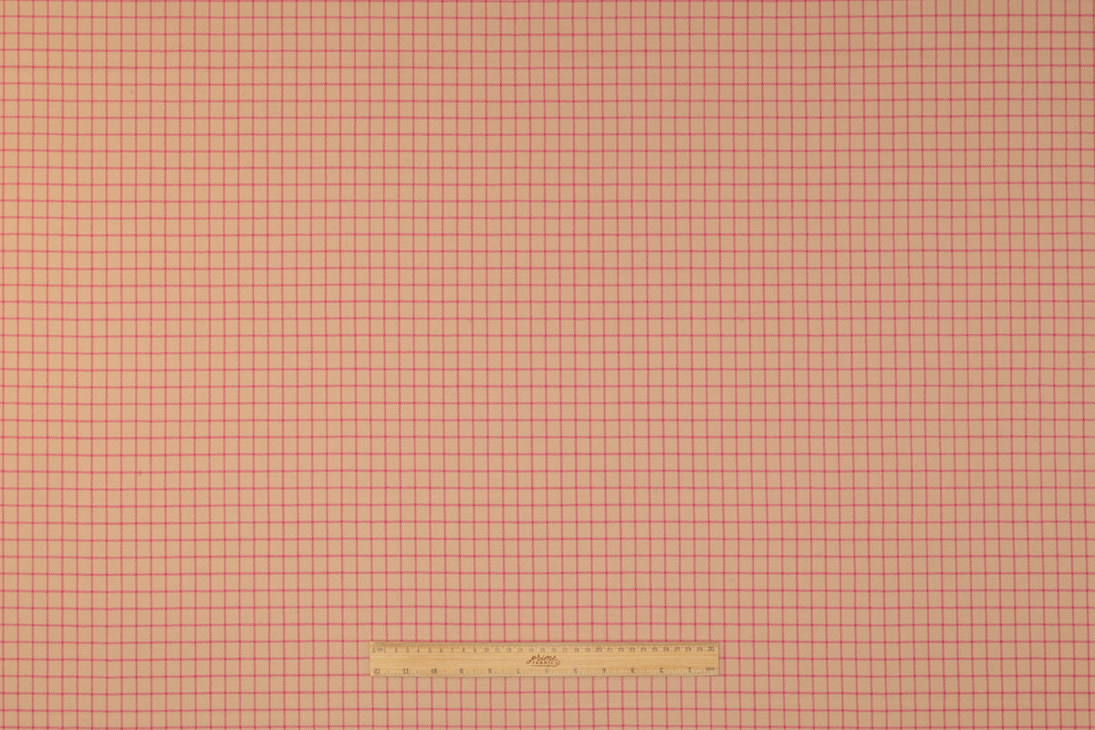 Checked Italian Wool Suiting - Camel / Magenta