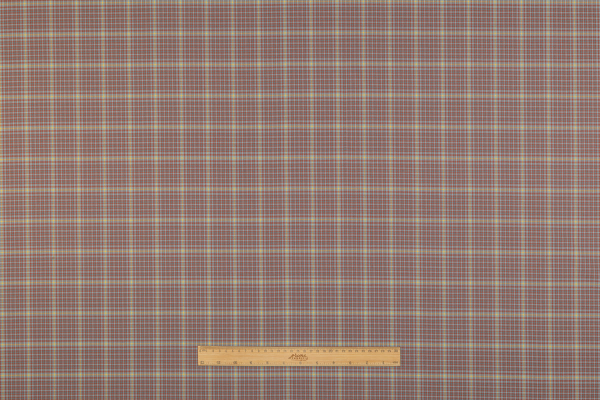 Checked Italian Pure Cashmere Suiting - Rust / Yellow / Blue