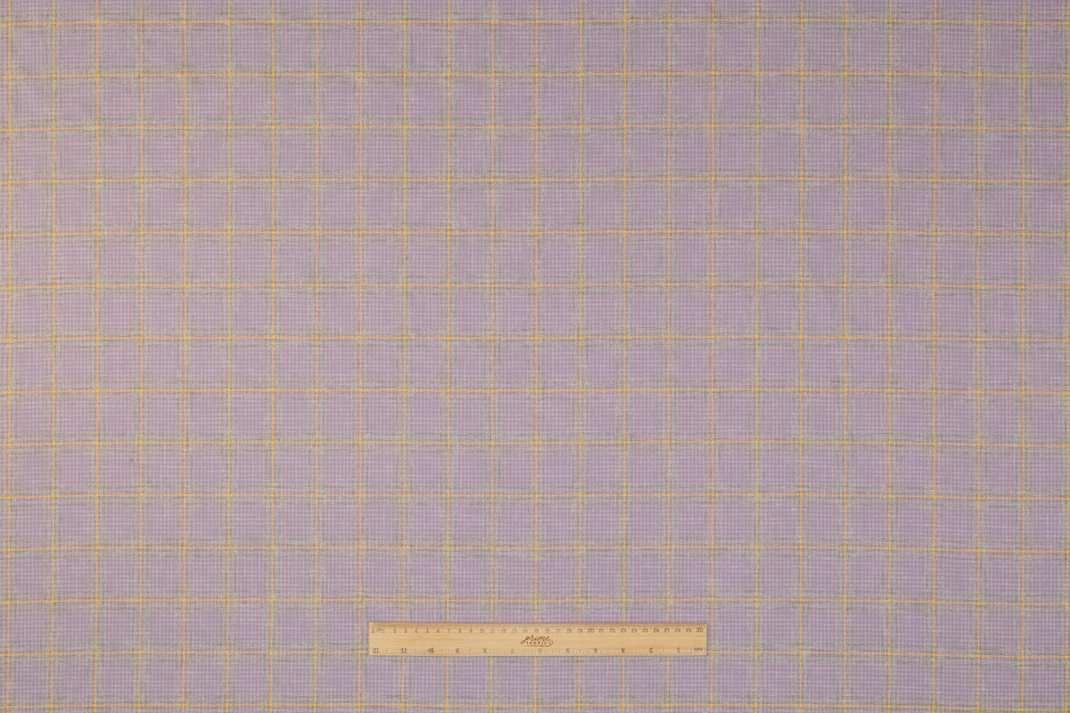Checked Italian Pure Cashmere Suiting - Lavender / Yellow
