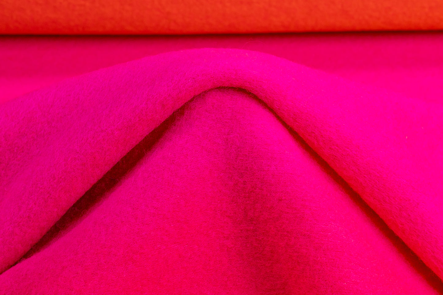 Double-Faced Italian Boiled Wool Coating - Magenta / Orange