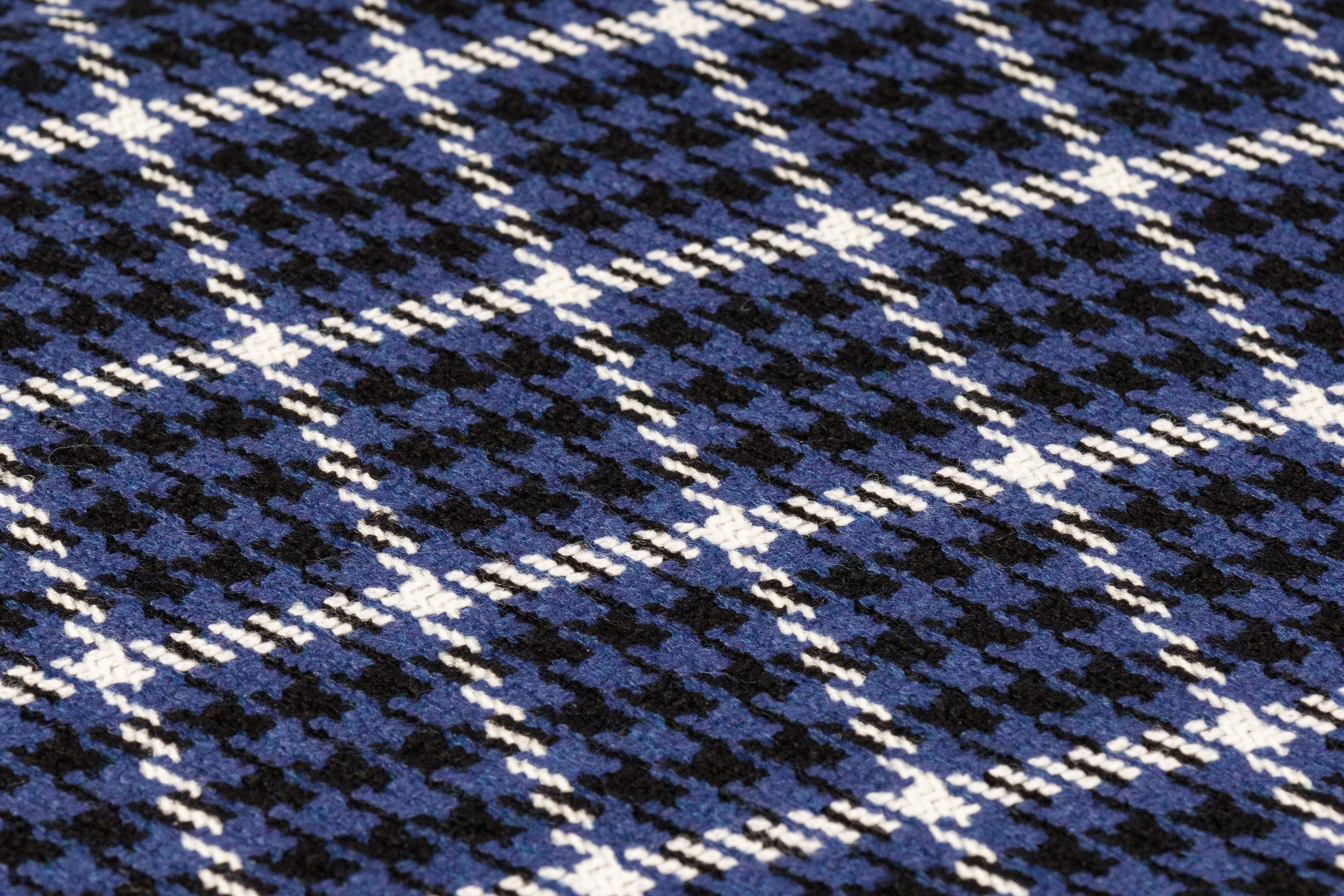 Houndstooth Checked Italian Wool Blend - Blue / Black / White