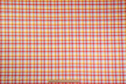 Checked Italian Silk and Wool Suiting - Red / Yellow / Blue