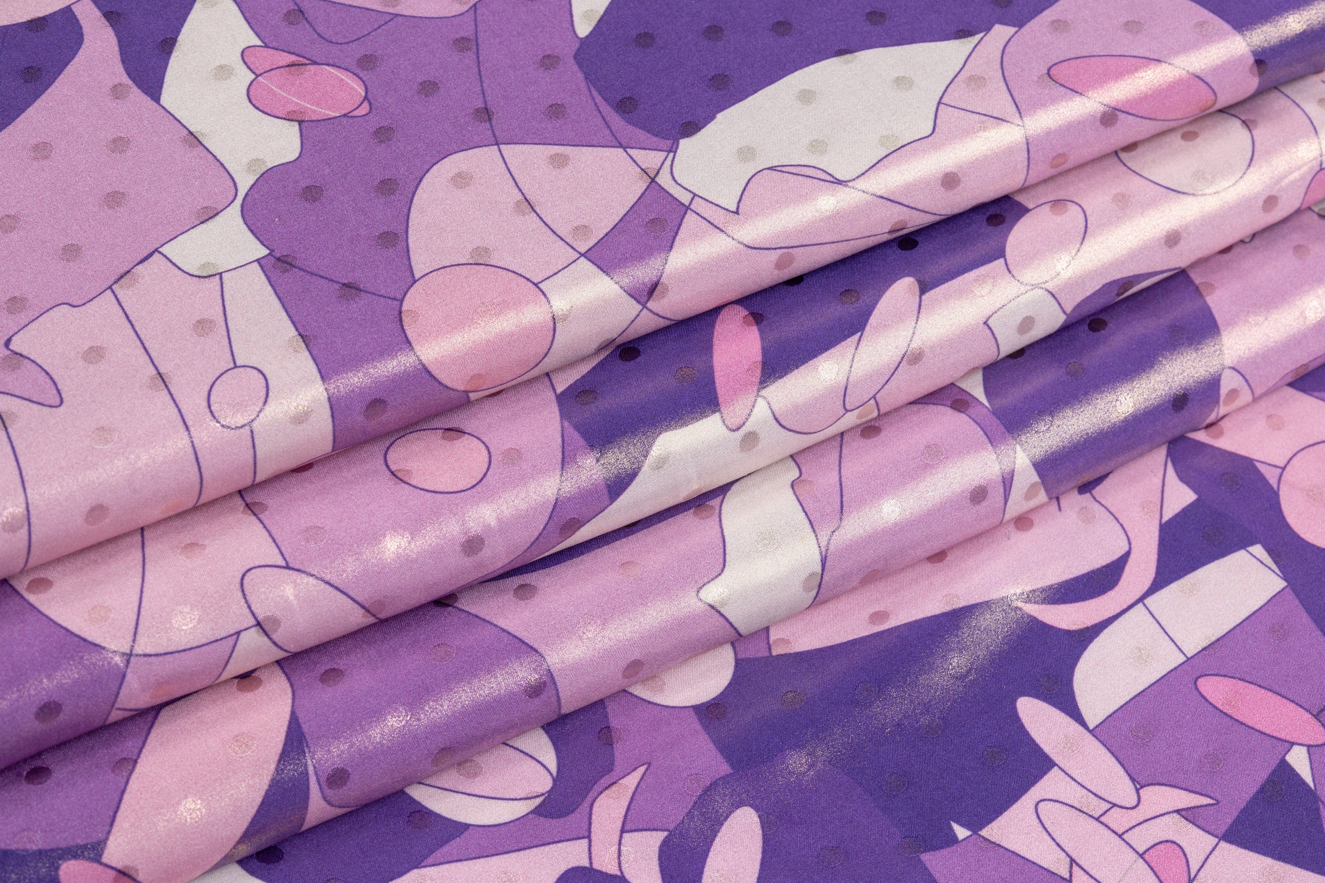 Abstract Laminated Italian Silk Charmeuse - Purple