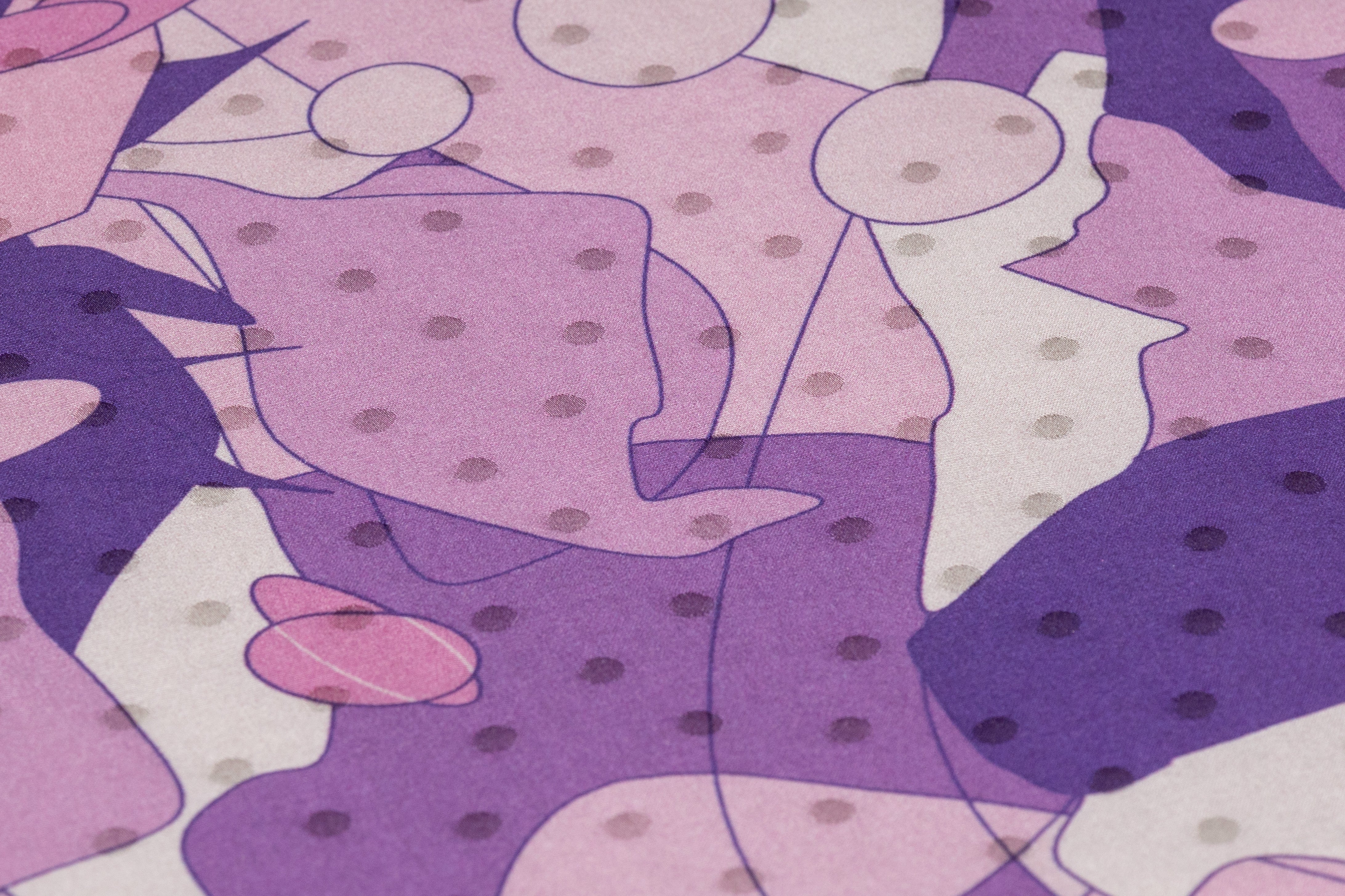 Abstract Laminated Italian Silk Charmeuse - Purple