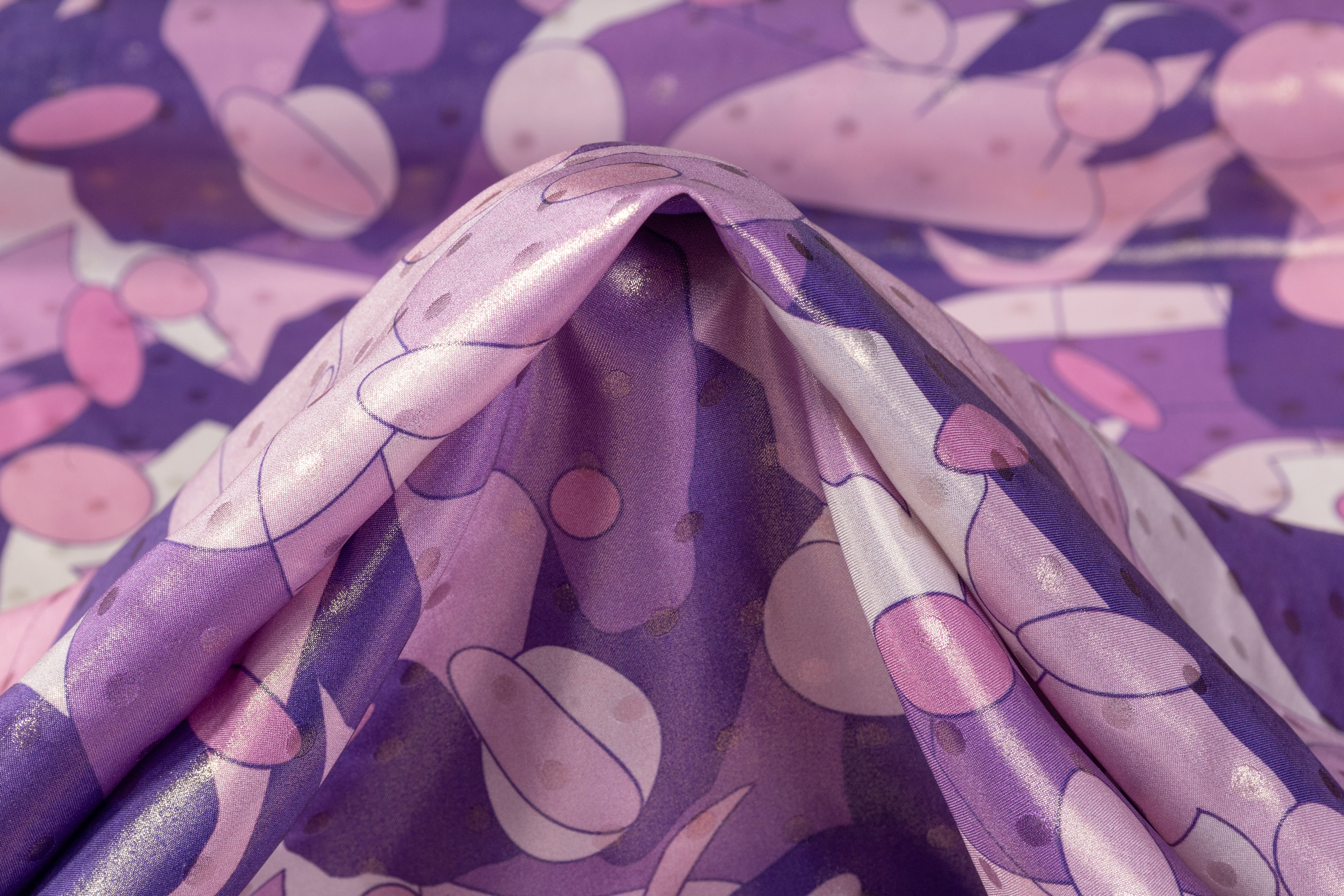 Abstract Laminated Italian Silk Charmeuse - Purple