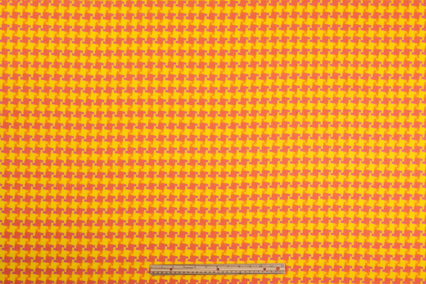Houndstooth Italian Wool Cotton Tweed - Yellow / Orange / Pink