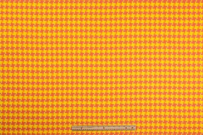 Houndstooth Italian Wool Cotton Tweed - Yellow / Orange / Pink