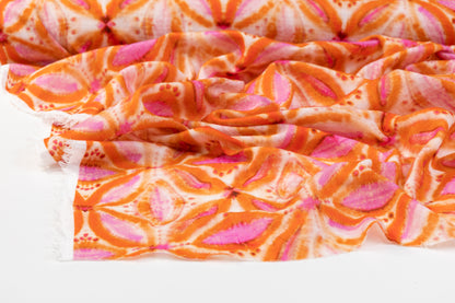 Printed Italian Cotton Gauze - Orange / Purple