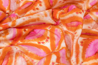 Printed Italian Cotton Gauze - Orange / Purple