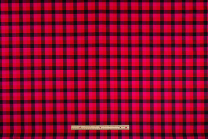 Tartan Italian Wool Suiting - Magenta