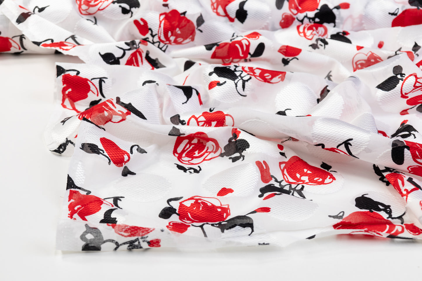Printed Italian Cotton Fil Coupé - Red / Black / White