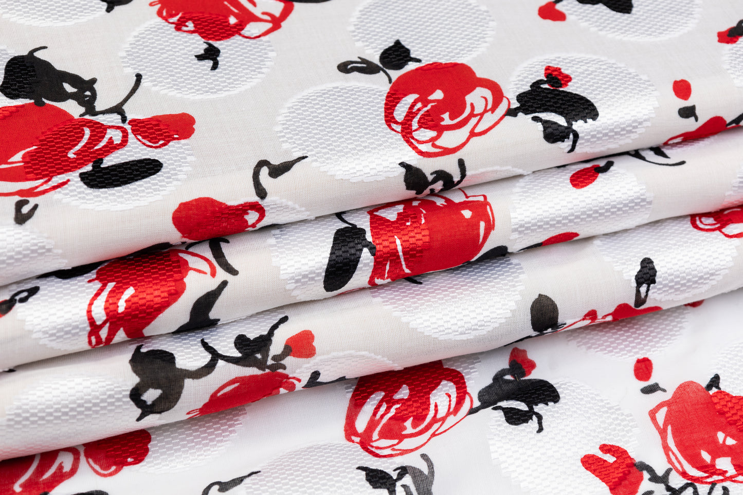 Printed Italian Cotton Fil Coupé - Red / Black / White