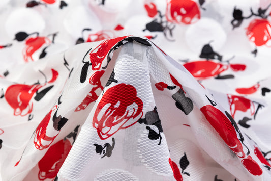 Printed Italian Cotton Fil Coupé - Red / Black / White