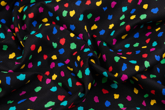 Printed Italian Cotton Pique - Black / Multicolor