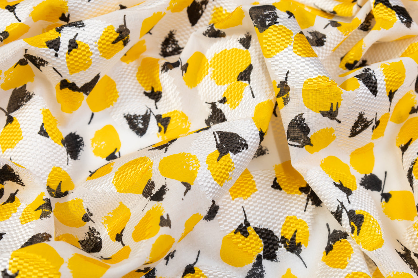 Printed Italian Cotton Fil Coupé - Yellow / Black / White