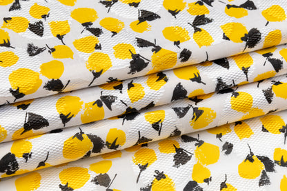 Printed Italian Cotton Fil Coupé - Yellow / Black / White