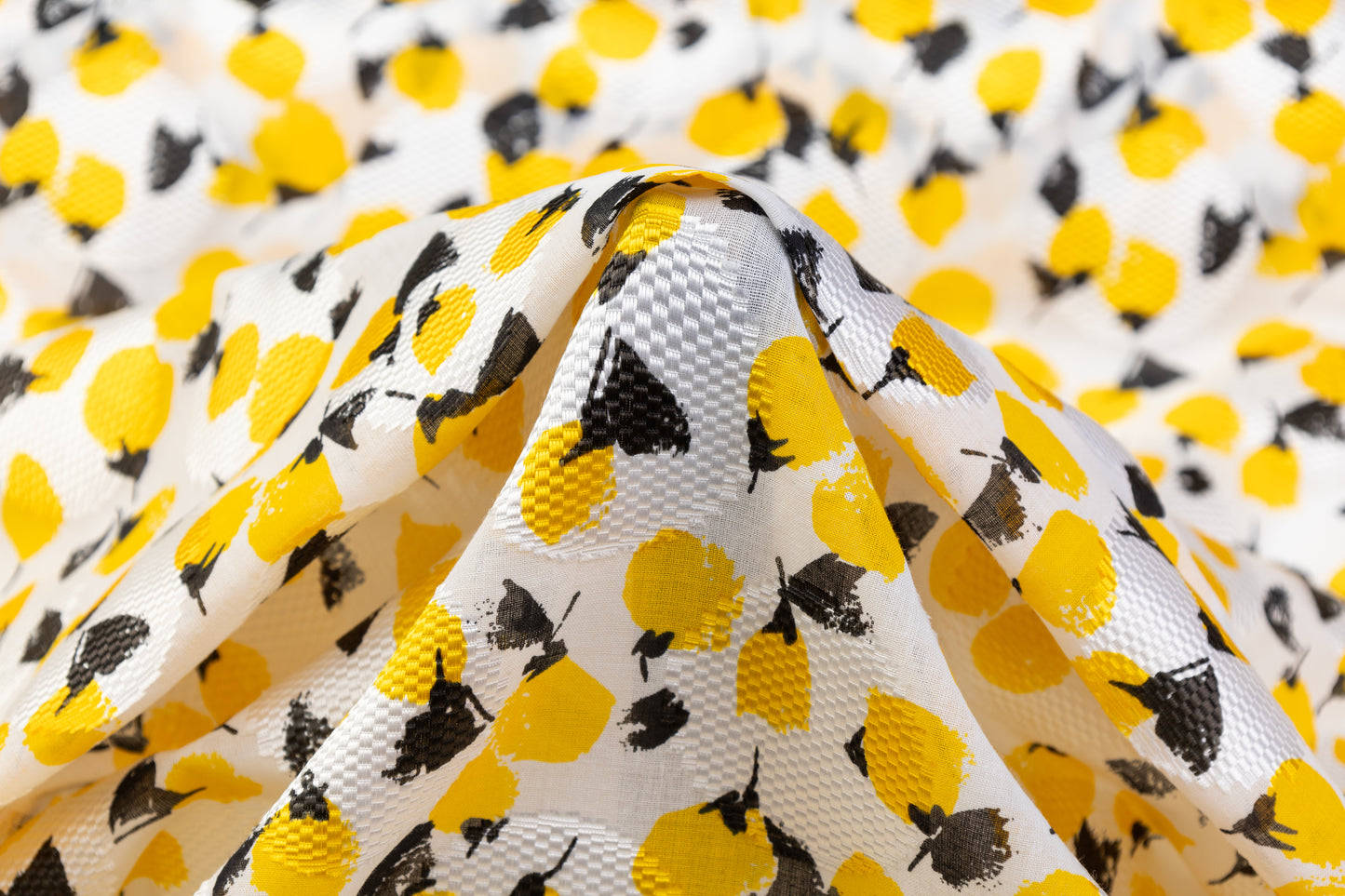 Printed Italian Cotton Fil Coupé - Yellow / Black / White