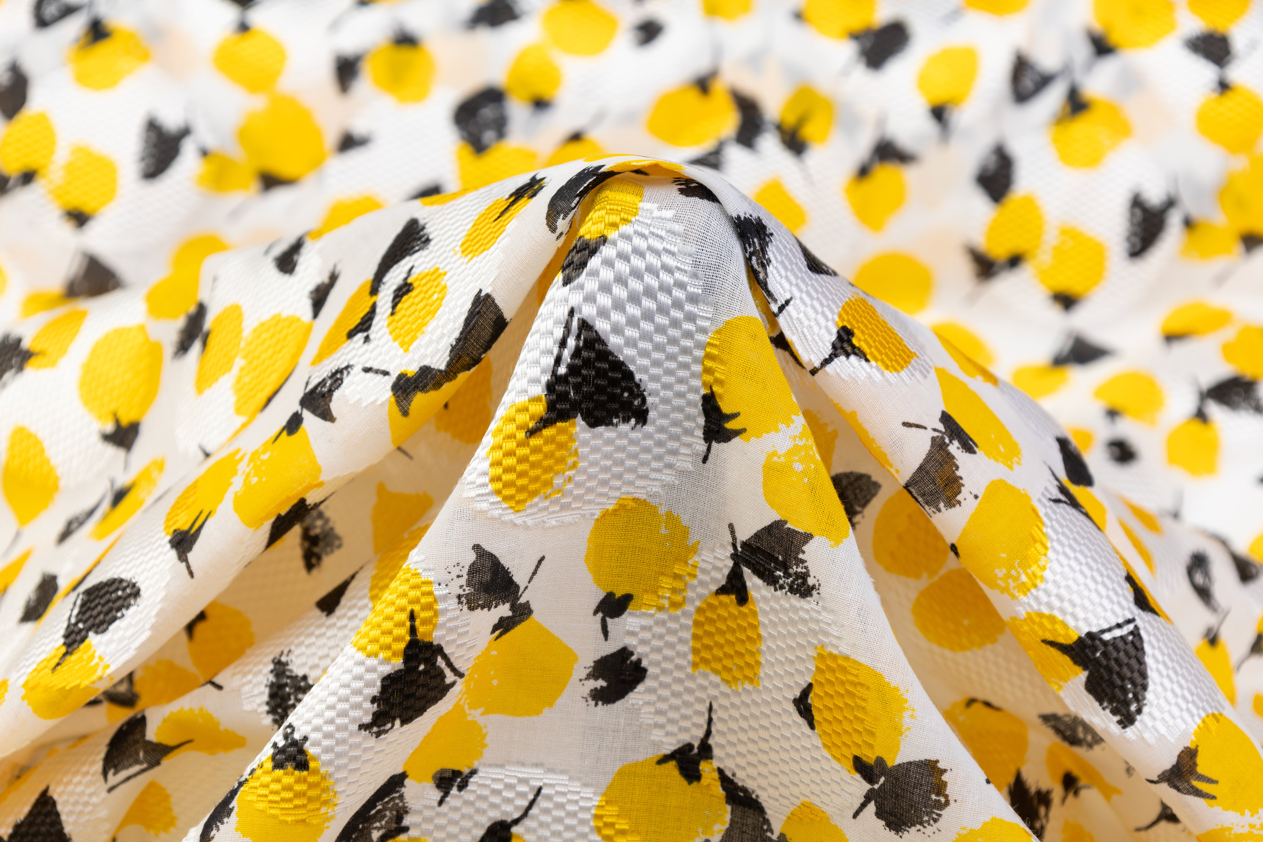 Printed Italian Cotton Fil Coupé - Yellow / Black / White