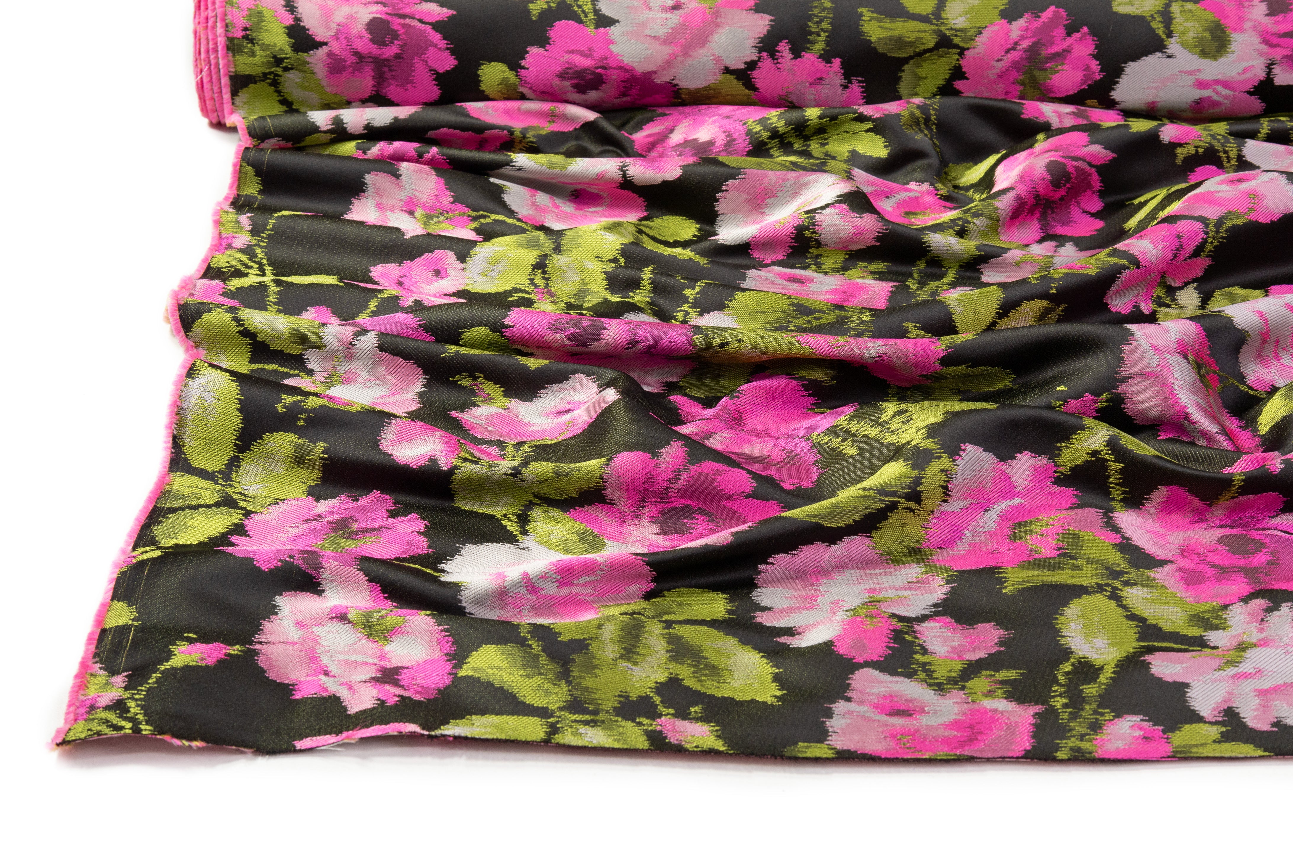 Floral Italian Brocade - Magenta / Green