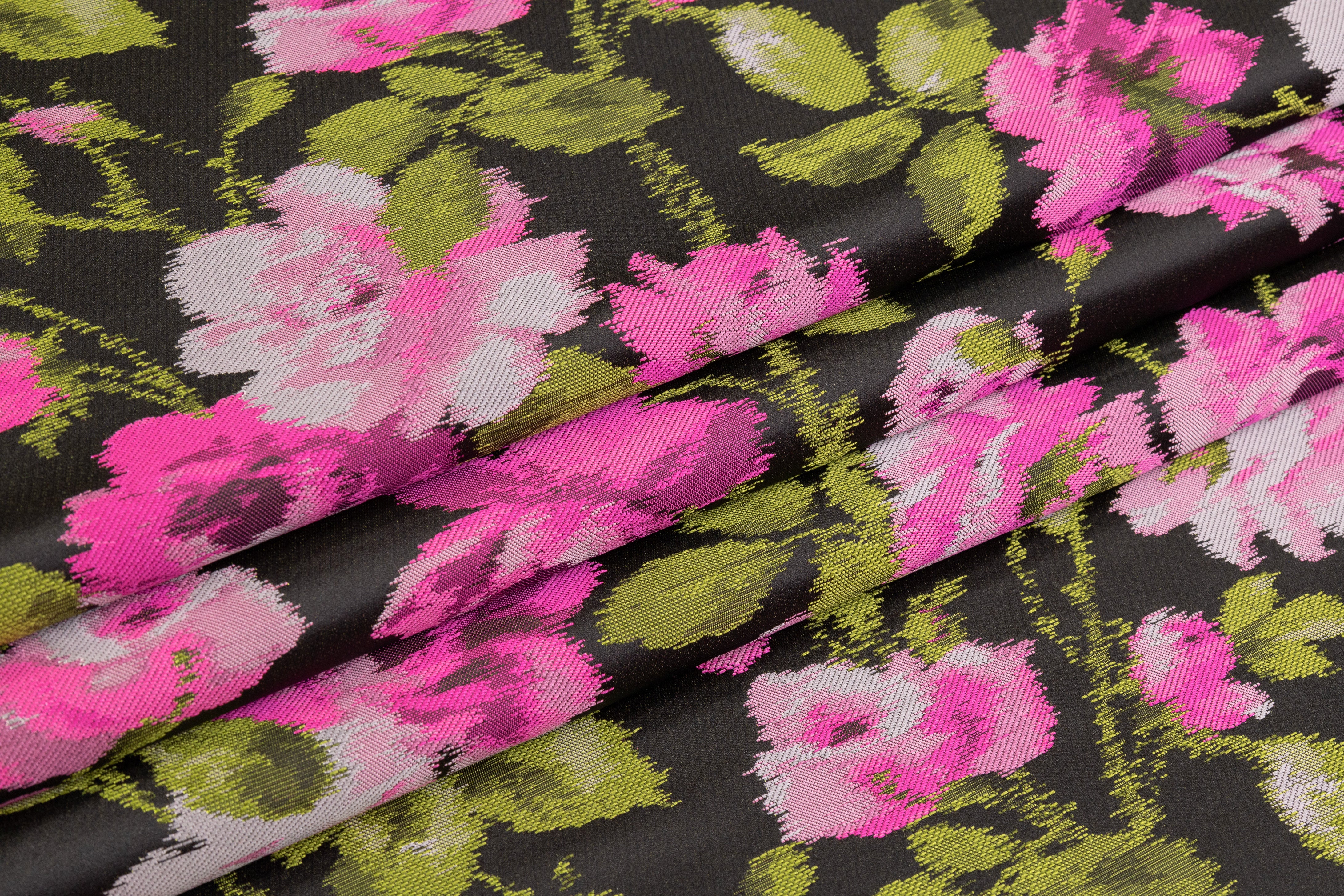 Floral Italian Brocade - Magenta / Green