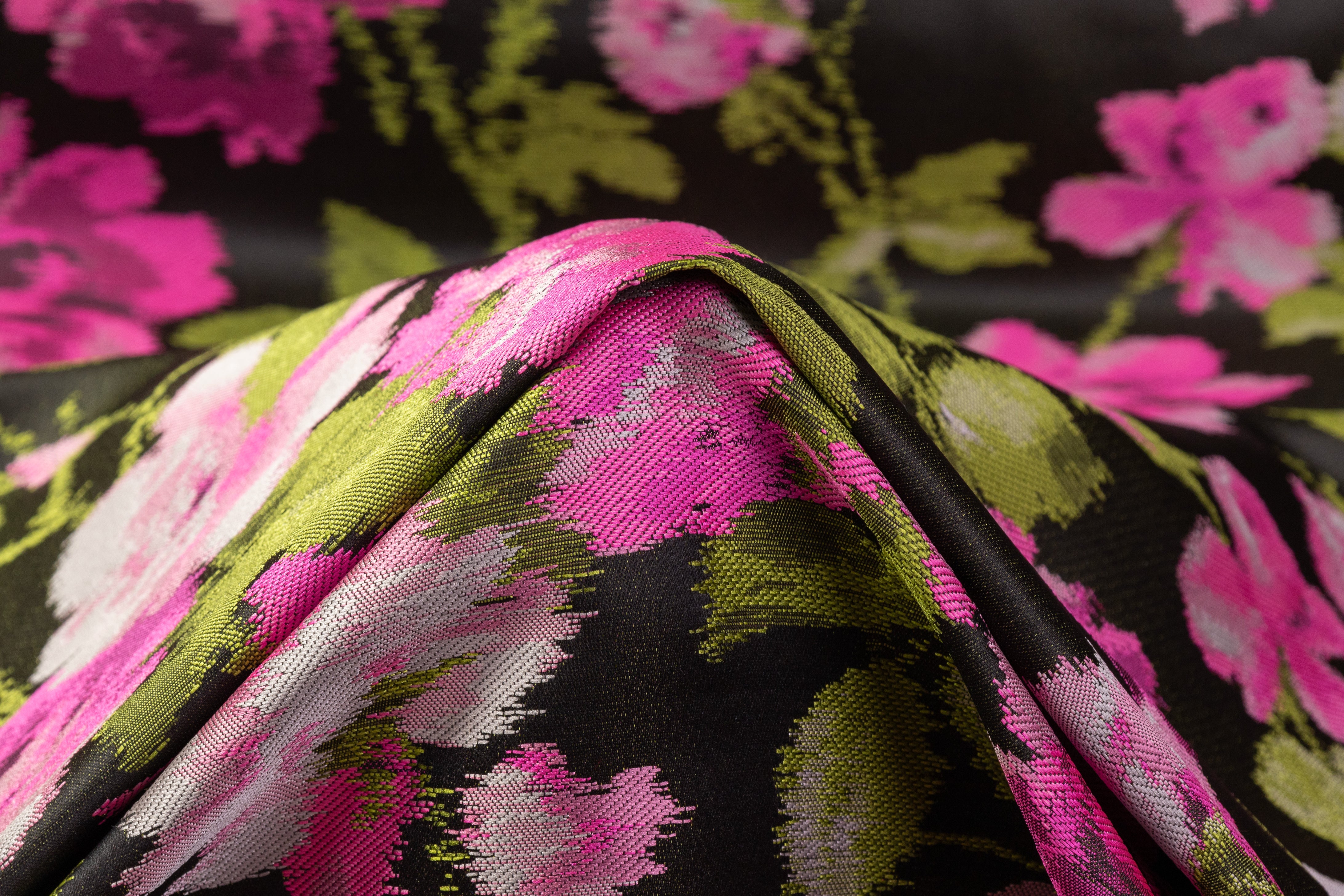 Floral Italian Brocade - Magenta / Green