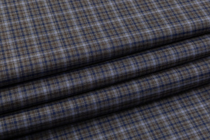 Checked Italian Wool Suiting - Gray / Blue