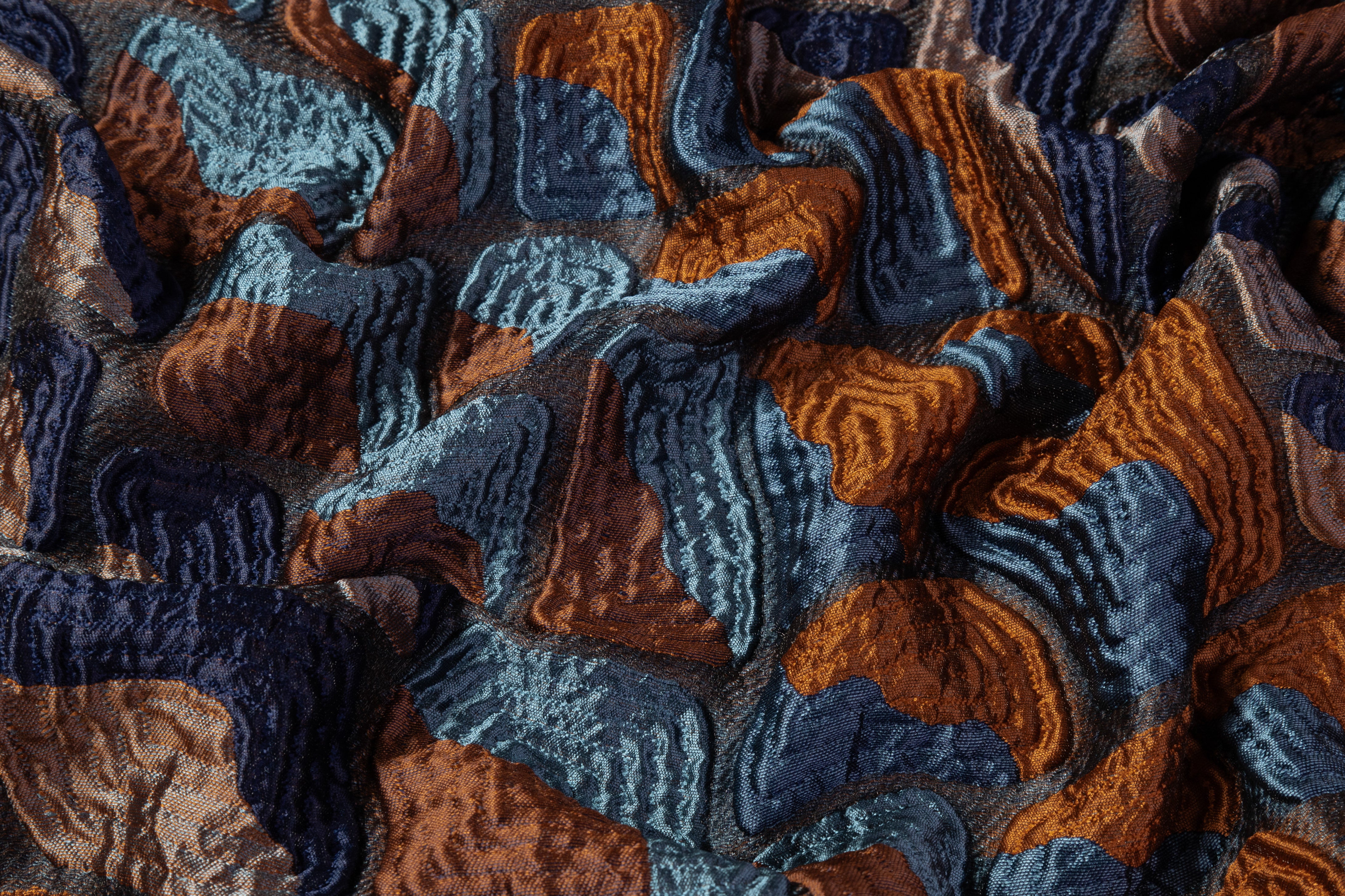 Abstract Italian Brocade - Rust / Blue / Brown