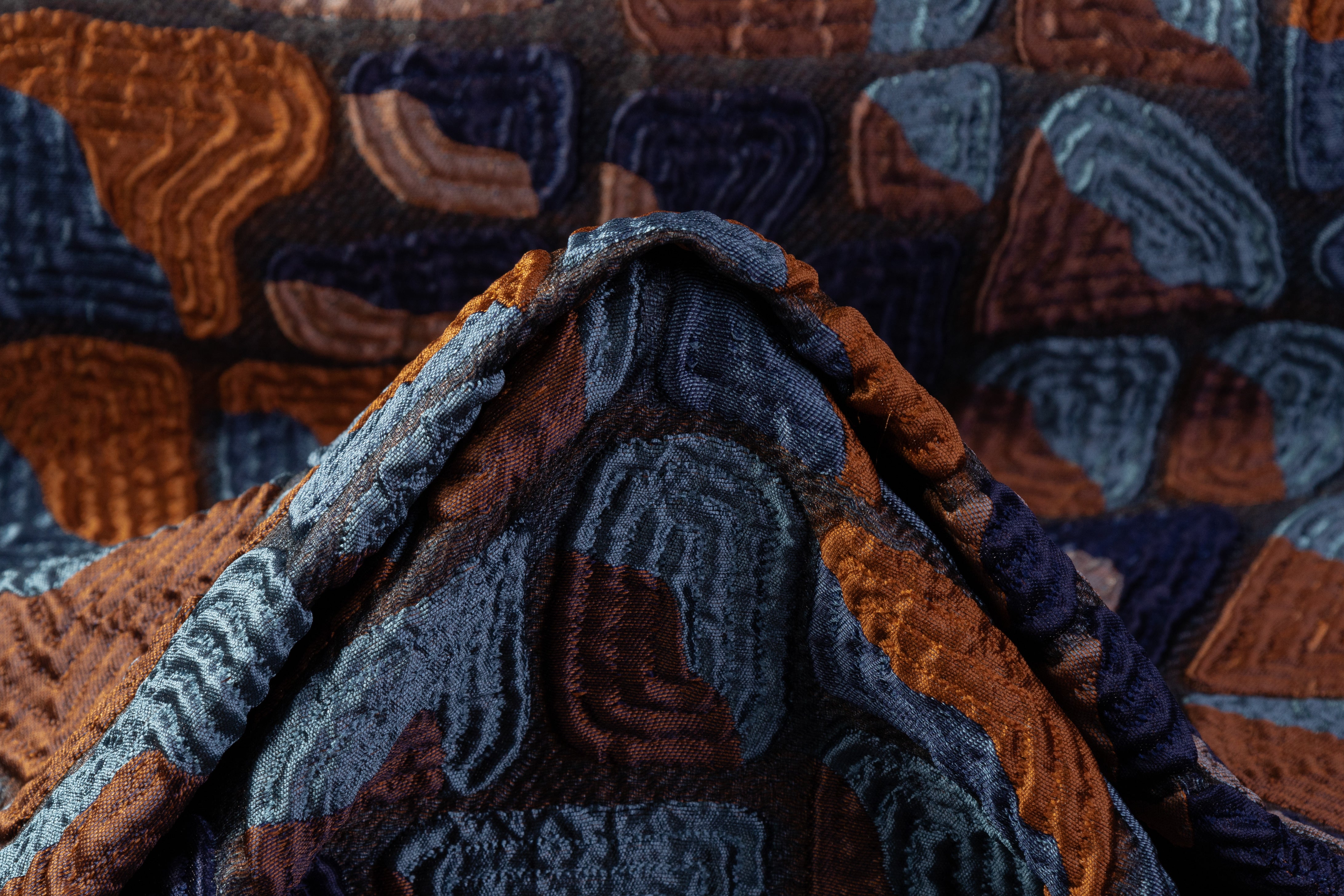 Abstract Italian Brocade - Rust / Blue / Brown
