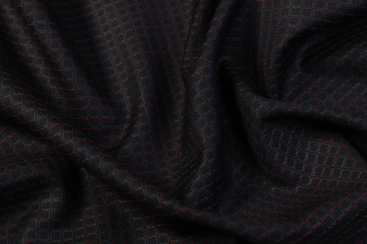 Italian Wool Sateen Suiting - Navy / Green / Red